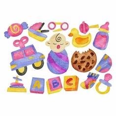 Наклейки стикеры Малыш и его игрушки