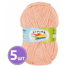 Пряжа детская для вязания крючком, спицами Alpina Альпина VERA классическая средняя, акрил/хлопок, цвет №03 Светло-персиковый, 280 м, 5 шт по 100 г