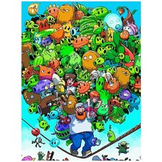 Картина по номерам на холсте игра Plants vs Zombie (Растения против зомби) - 8616 В 30x40