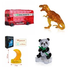 Игрушка детям Конструктор комплект новогодний из 4х штук Идея подарка ребенку день рождения Автобус, Динозавр, Месяц, Панда Iq Toy