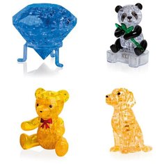 Игрушки для детей Модель для сборки комплект 4 пазла Идеи подарков ребенку 8 марта Кристал, Панда, Мишка, Собачка Iq Toy