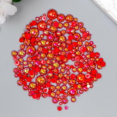 Декор для творчества пластик "Половинки бусин. Красный перламутр" d=3-10 мм, набор 10 гр Сима ленд