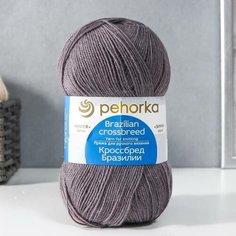 Пряжа "Кроссбред Бразилии" 50%меринос. шерсть, 50% акрил 500м/100гр (393-Св. моренго), 1шт Пехорка