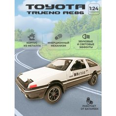 Коллекционная машинка игрушка металлическая Toyota Trueno АЕ86 для мальчиков масштабная модель 1:24 белая Alex Play