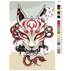 Картина по номерам V-505 "Японская маска лиса" 50x70 см Brushes Paints