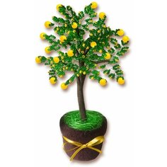 Бисероплетение набор для творчества "Лимонное дерево", высота 16 см, цветы и деревья из бисера Нет бренда