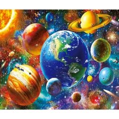 Алмазная мозаика Новый мир на подрамнике размер 40х50 круглые камешки GA74245