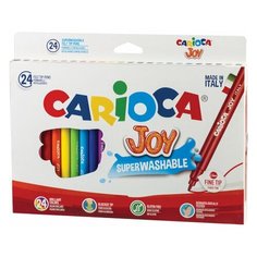 Фломастеры CARIOCA (Италия) "Joy", 24 цвета, суперсмываемые, вентилируемый колпачок, картонная коробка, 40615