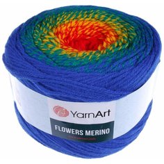 Пряжа YarnArt Flowers Merino (Ярнарт Фловерс Мерино) колор 535 синий-зеленый-желтый-оранжевый-красный 25% шерсть, 75% акрил 225г 590м 2шт