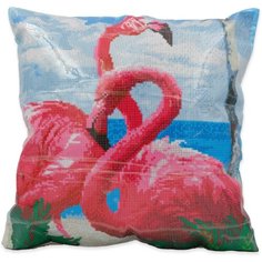 Алмазная мозайка чехол для подушки 40 x 40 Фламинго Artcoco