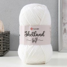 Пряжа "Shetland" 30% шерсть верджин, 70% акрил 220м/100гр (501 белый), 1шт Yarn Art