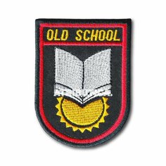 Нашивка ( Шеврон / Патч / Patch ) Тактическая Old School 80х60 мм (Черный / Термопленка) Atributica