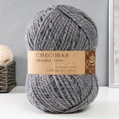 Пряжа "Смесовая" 30% шерсть, 70% акрил 200м/200гр (174-Стальной) Пехорский текстиль