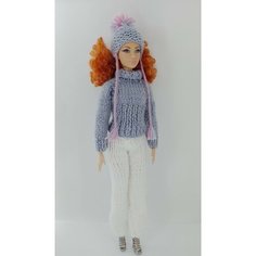 Комплект Свитер и шапочка для кукол Barbie + вешалка Maryeva
