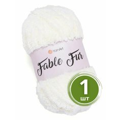 Пряжа для вязания YarnArt Fable Fur (ЯрнАрт Фейбл Фур) - 1 моток 966 молочный, меховая, 100% микрополиэстер, 100м/100г