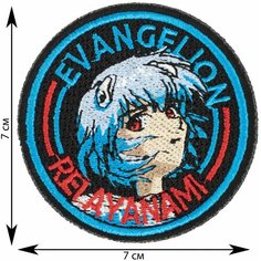 Нашивка, шеврон, патч (patch) аниме Евангелион Рей Аянами, размер 7*7 см, 1 шт. Rocknrolla