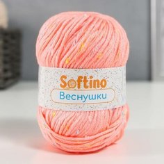 Пряжа 60% акрил, 30% кашемир, 10% шёлк "Веснушки" 50 гр 80 м цвет 05 персик Softino