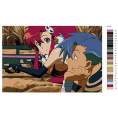 Картина по номерам V-417 "Аниме: Гуррен-Лаганн (Gurren-Lagann). Камина и Ёко ( Kamina, Yoko Littner)", 40x60 см Brushes Paints