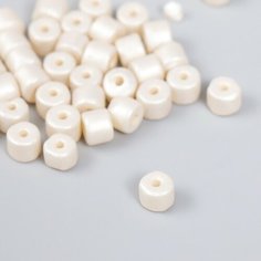 Бусины для творчества пластик цилиндр "Белая лилия" набор 20 гр 0,6х0,6х0,5 см Арт Узор