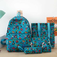 Рюкзак школьный для девочек / Ранец комплект 5 в 1 / Портфель в школу, фрукты Нет бренда