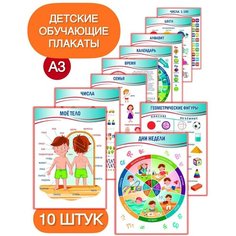 Детские обучающие плакаты постеры А3 набор 10 штук ИП Терёхина А.А.