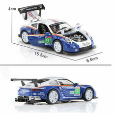 Машинка металлическая инерционная / Porsche 911 RSR 70th Anniversary (1:32) / 15см, сине-белый без бренда