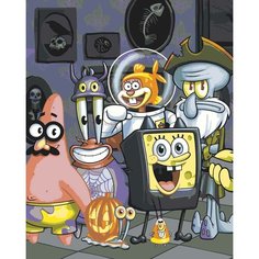 Картина по номерам ЖПН на холсте с подрамником "Губка Спанч Боб и друзья: Хэллоуин", Раскраска 40x50 см, Мультфильмы