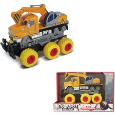 Экскаватор с краш-эффектом Funky Toys 1:43 металлическая кабина / Машинка экскаватор с ковшом и большими колесами (BIG FOOT)