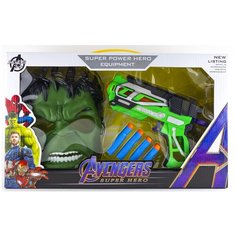 Игровой набор Avengers Маска супергероя Халк и бластер/ Набор маска Халка с бластером