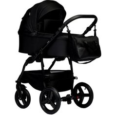 Коляска 2в1 Indigo Impulse Eco универсальная, всесезонная (08), черная кожа+черный