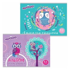 Альбом для рисования А4, 12л Юнландия "Волшебные птички" (100 г/кв. м, скрепка, обложка картон) (105044)