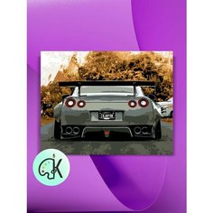Картина по номерам на холсте Nissan Skyline GTR 34 на фоне леса, 40 х 50 см КУЛЬТУРА ЦВЕТА