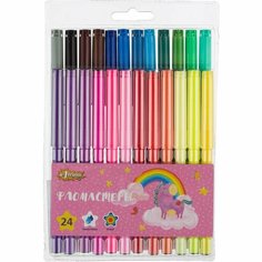 Набор фломастеров 24 цвета №1 School Волшебный Единорог (линия 1-2мм, смывающиеся с вентилируемыми колпачками), 12 уп.