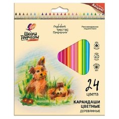 Карандаши цветные 24 цвета Луч "Школа Творчества" (L=175мм, d=3мм, 3гр) (30С 1808-08), 12 уп.
