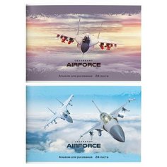 Альбом для рисования А4, 24л schoolформат Военная Авиация (100 г/кв. м, скрепка, мелованный картон, сплошной УФ-лак), 55шт.