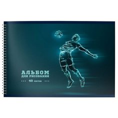 Альбом для рисования А4, 40л schoolформат Футбольные Трюки (100 г/кв. м, спираль, мелованный картон, сплошной Уф-лак)
