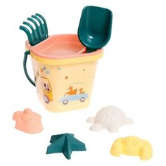 Набор для игры в песке: ведерко, сито, совочек, грабли, 4 формочки Lalababy