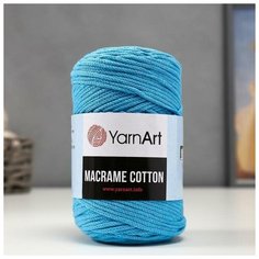 Пряжа "Macrame Cotton" 20% полиэстер, 80% хлопок 225м/250гр (763 лазурный) Нет бренда