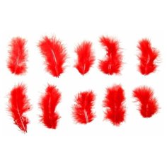 Набор перьев для декора 10 шт, размер 1 шт: 10 x 2 см, цвет красный./В упаковке шт: 1 NO Name