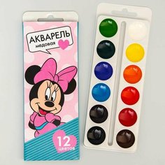 Акварельная краска Disney - Минни, 12 цветов, без кисти, сухая, 1 шт