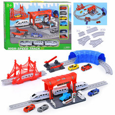 Железная дорога 888-6 со скоростным поездом и станцией, в коробке Oubaoloon