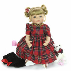 Кукла реборн силиконовая NPK Doll. Кукла - младенец Reborn 55 см. в красном платье и болеро.