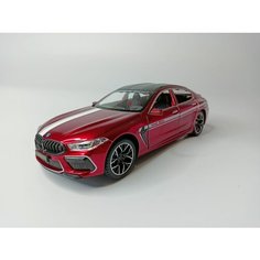 Коллекционная машинка игрушка металлическая BMW M8 для мальчиков масштабная модель 1:24 красная Alexplay