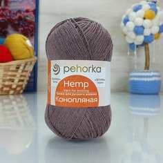 Пряжа пехорка Конопляная (Пехорка), Капучино - 187, 70% хлопок, 30% конопля, 5 мотков, 50 г, 280 м.