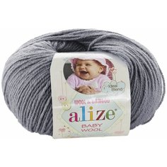 Пряжа Alize Baby Wool серое небо (119), 40%шерсть/20%бамбук/40%акрил, 175м, 50г, 5шт