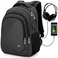Школьный рюкзак для мальчиков подростков SkyName 90-138 серый с анатомической спинкой и USB выход Vt.Studio