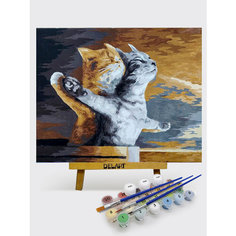Картина по номерам 40х50 см Коты-влюбленные. Набор для творчества. Живопись. Рисование Del Art