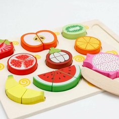 Игра Нарезка на магнитах Фрукты, деревянные вкладыши Izba Lova Toys