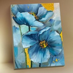 Картина по номерам Голубые цветы, 40x50 см. Флюид
