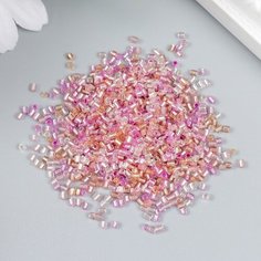 Бисер стекло , размер №12, Цилиндр, Розовый меланж 0,1 грамм , для рукоделия, плетения, вышивания Нет бренда